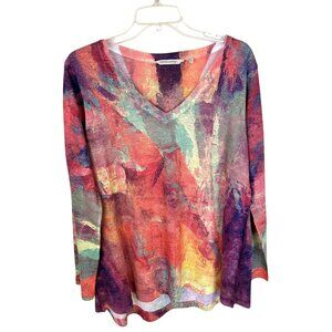 Soft Surroundings Womens Tunic Top Multicolor Long Sleeve Lightweight Large